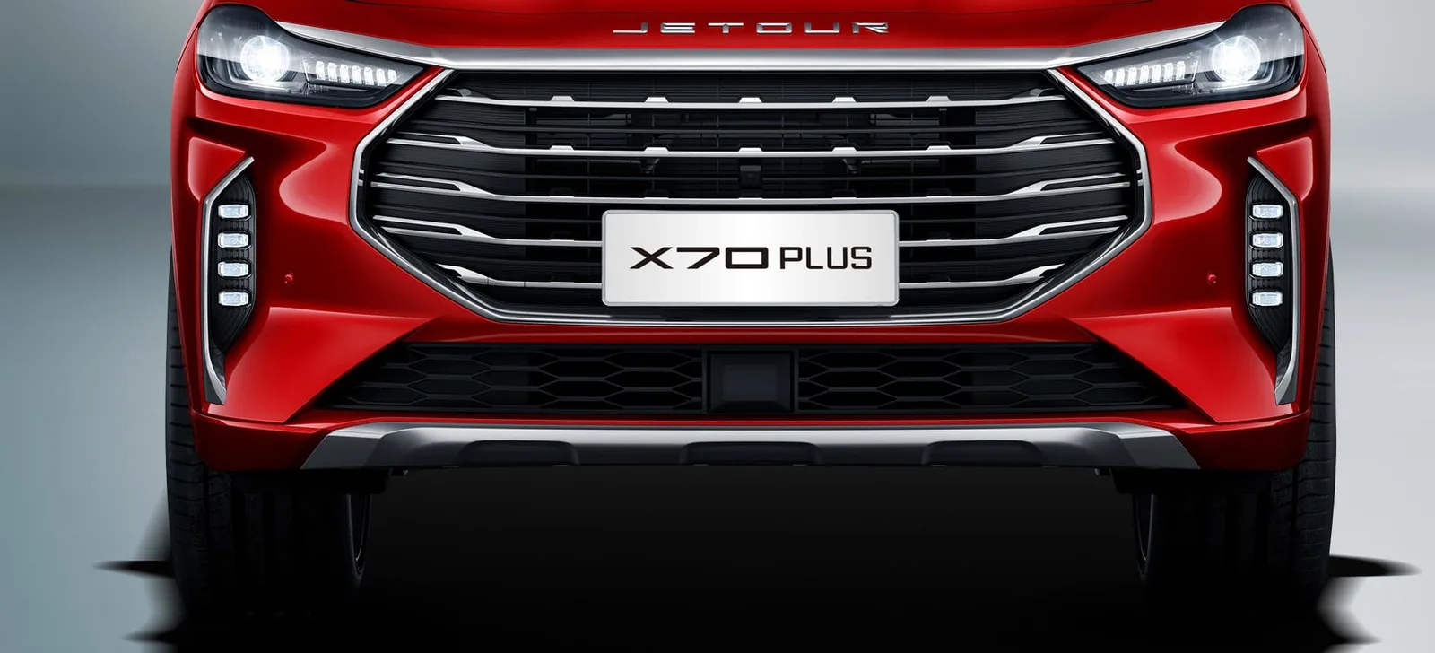 Jetour X70 Plus LED headlight and grille detail